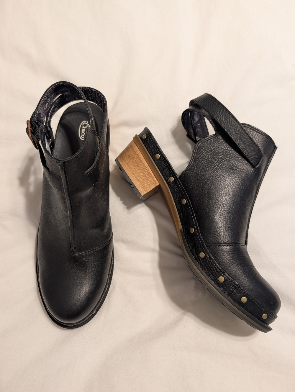 Chaco Cataluna Clog Leather Heeled Mules Size 10 - Picture 3 of 11